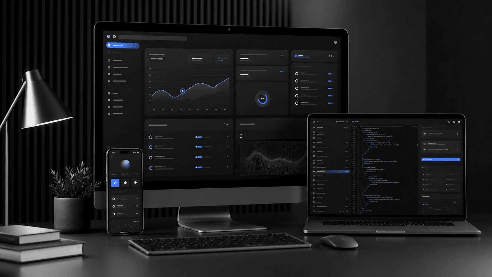 Premium web and mobile product interface visual for SoftForge